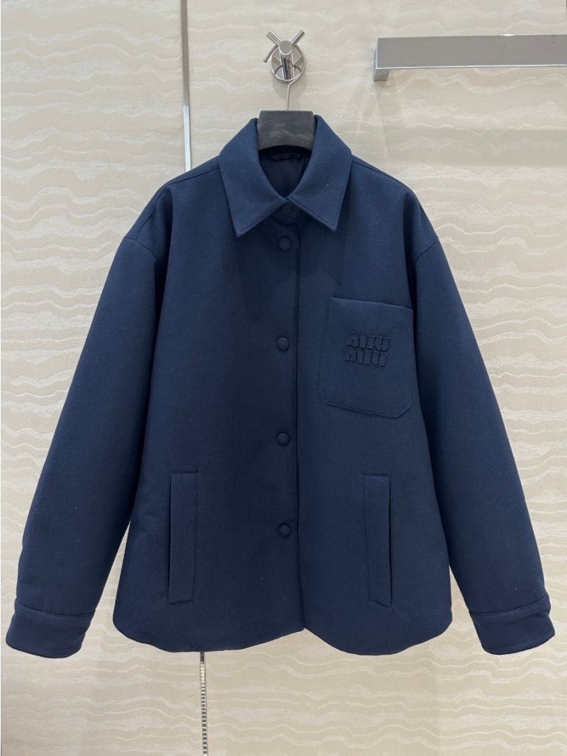 Miu Miu Classic Wool Cotton Jacket in Navy