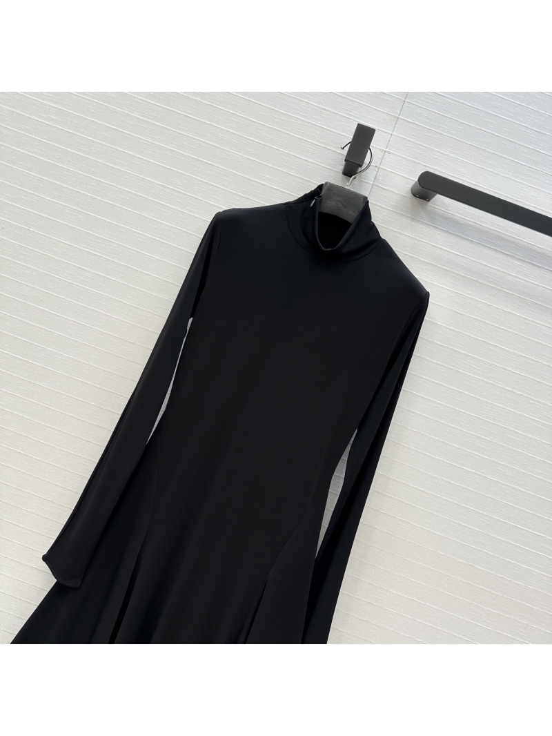 Alaia Heart-Back Long Dress in High-Elasticity Knit, Black, Exclusive Turtleneck Cutout Maxi