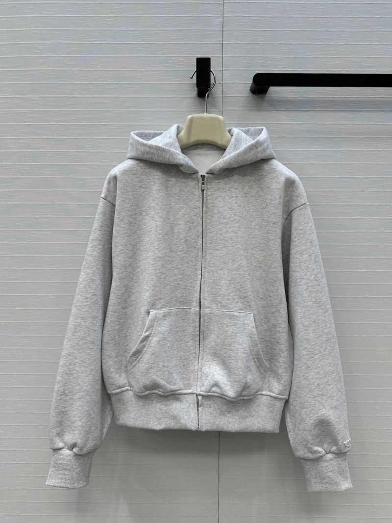 Alaïa Fleece-Lined Cotton Sporty Set, Bubble Logo Zip Hoodie, Double Waistband Pants, Light Grey