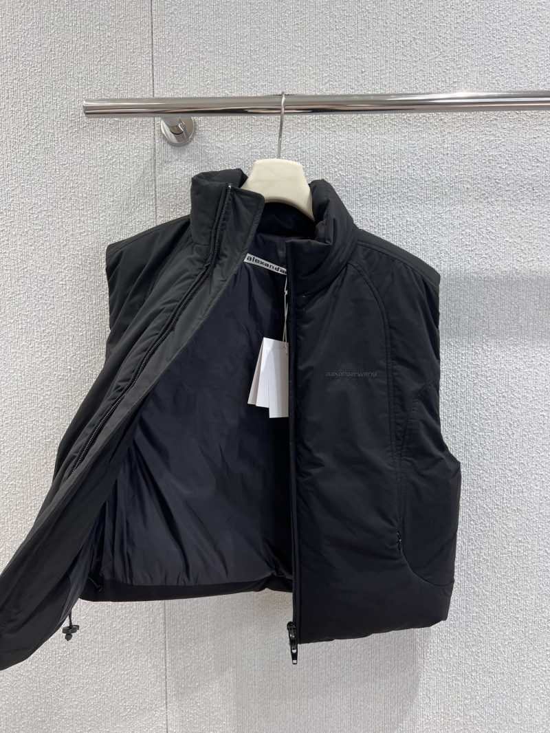 Alexander Wang Black Puffer Vest | High Collar Sleeveless Gilet | Imported 90% White Duck Down | Adjustable Hem