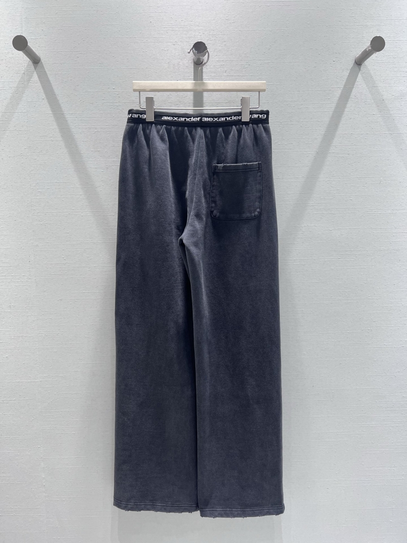 Alexander Wang Signature Wide-Leg Lounge Trousers | Washed Charcoal, Distressed Hem, Luxe Streetwear