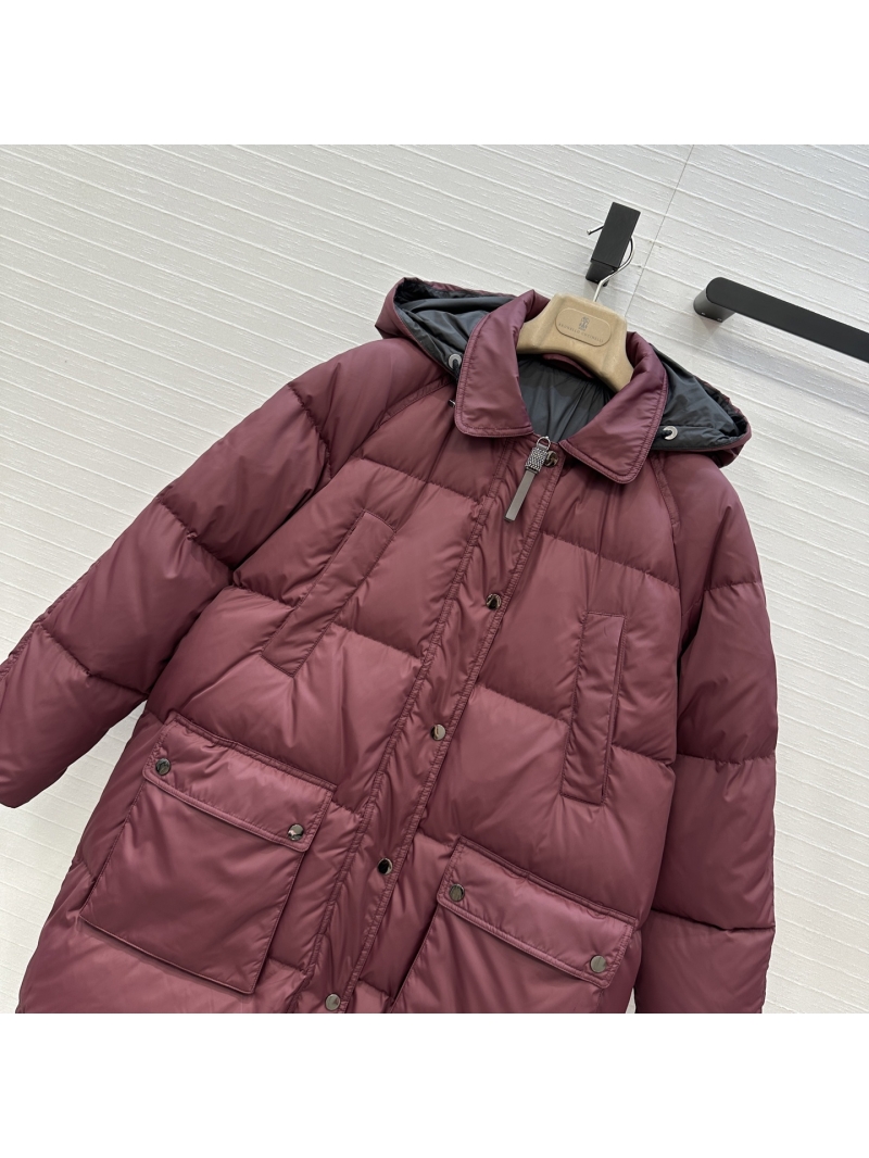 Brunello Cucinelli Premium Memory Silk Fabric Windproof Long Down Coat with Italian Copper Zip – Old Money Luxury Outerwear