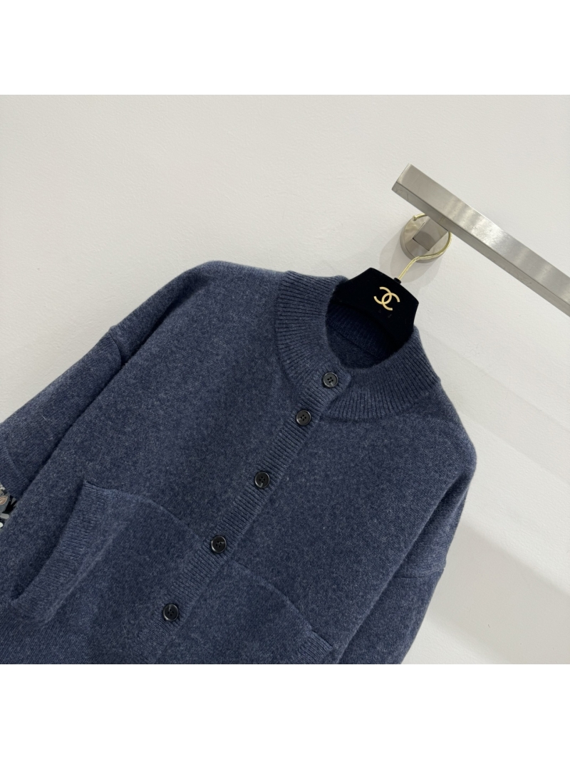 Brunello Cucinelli Oversized Knit Cardigan with Sequin Sleeves, Heathered Navy Blue, Luxe Relaxed Fit