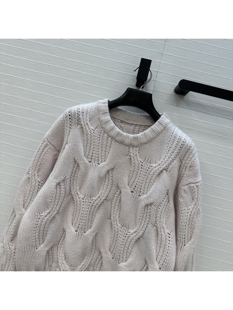 Bottega Veneta Exquisite Cashmere Cable-Knit Short Pullover | Neutral Tone, Dropped Shoulder