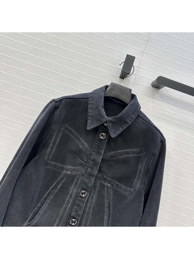 Chanel Coco Girl 25K Bow Series Black Denim Jacket – Custom Bow Buttons, Enzyme-Washed Vintage Denim, Cropped Fit