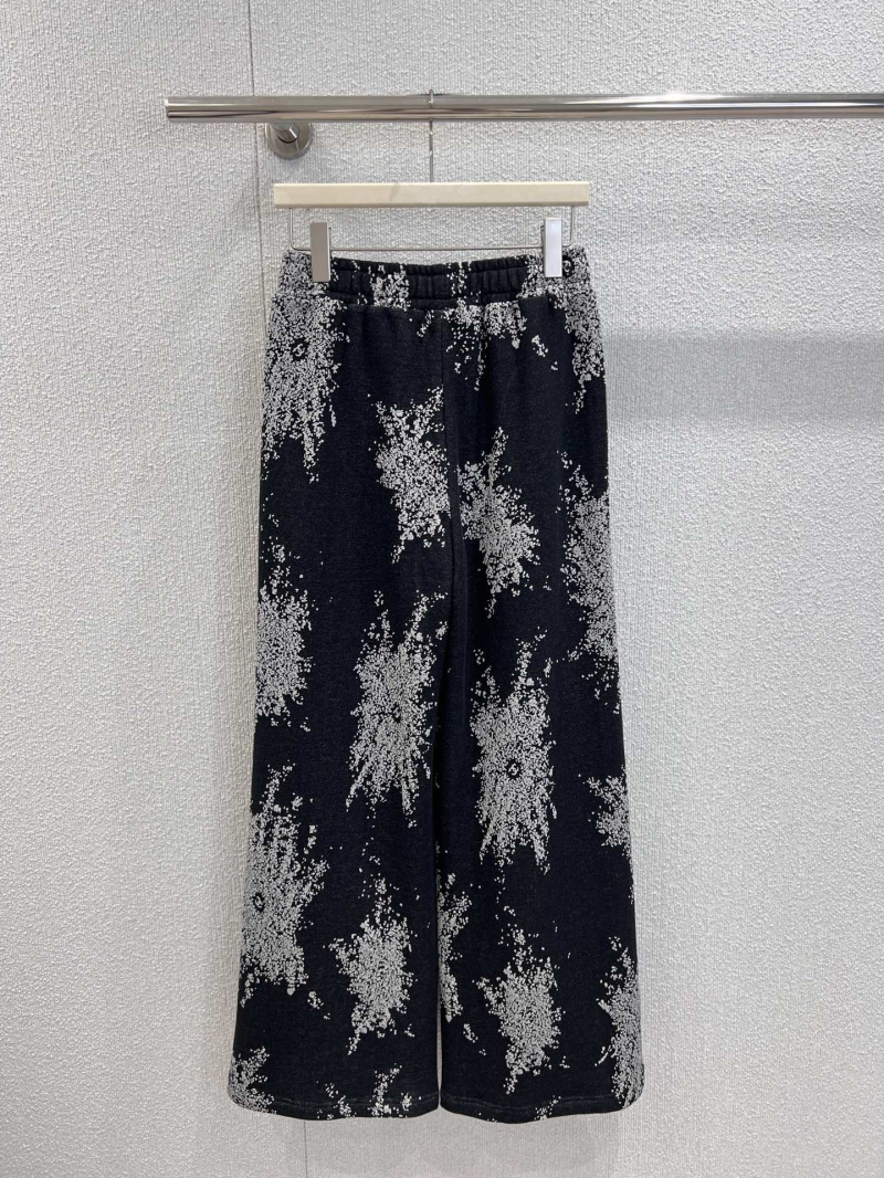 Chanel 25B Haute Main Wide-Leg Pants in Black and White Firework Print | Elastic Waist, Relaxed Fit