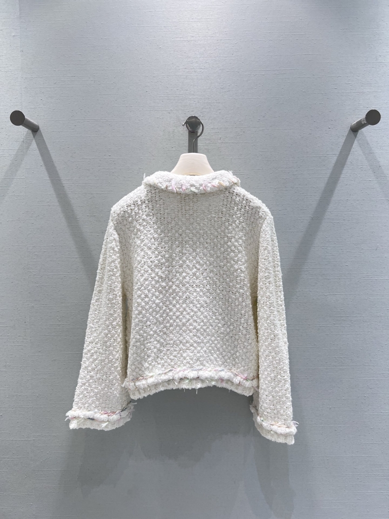 Chanel Autumn/Winter 2025 Limited Edition Cropped Tweed Jacket – Signature Off-White Bouclé with Rainbow Trim, Dropped Shoulder Cut