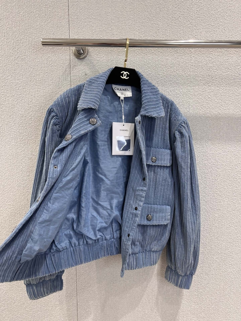 Chanel | Dusty Blue Corduroy Jacket | Metiers d'Art, Ornate Metal Hardware, Relaxed Fit