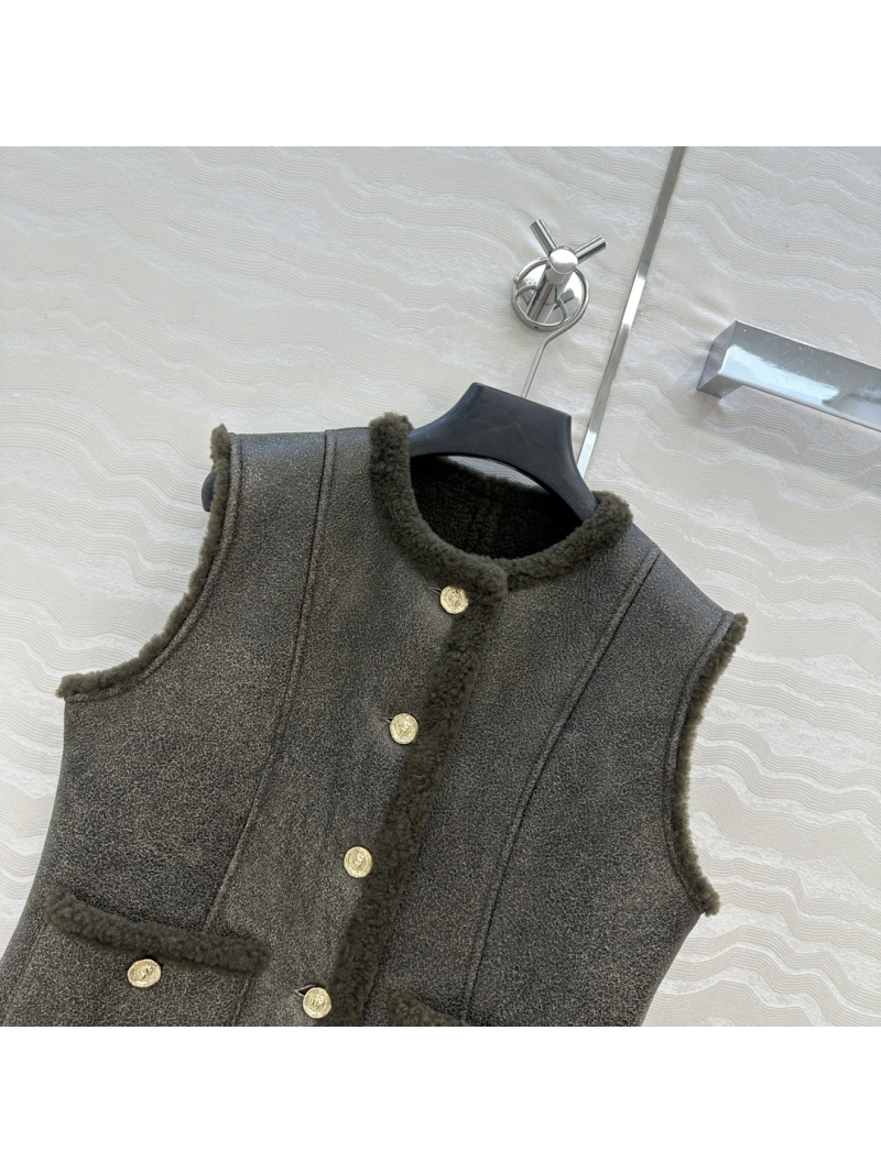 Chanel Limited Edition 25A Distressed Shearling Vest - Luxe Double-Faced Leather