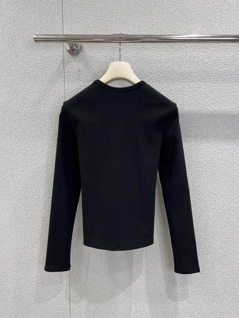 Celine ARCH DE TRIOMPHE Embroidered Slim-Fit Long-Sleeve T-Shirt | 100% Cotton | Black