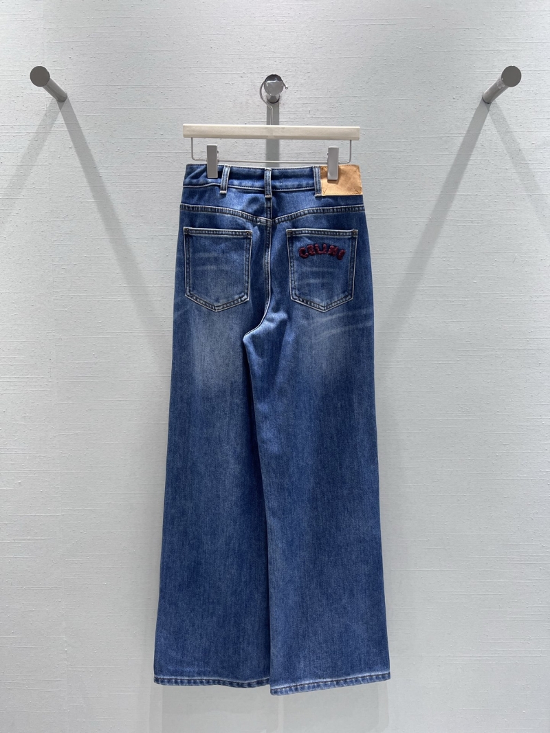 Celine Wide-Leg Denim Jeans: Exquisite Indigo Blue, High-Rise Waist, Artisan Wash