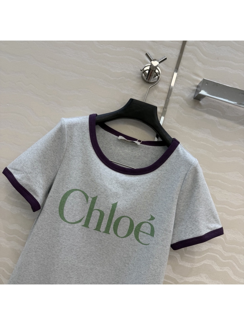 Chloé Elevated Pure Cotton Letter Print Ringer T-Shirt – Limited 2026 Edition