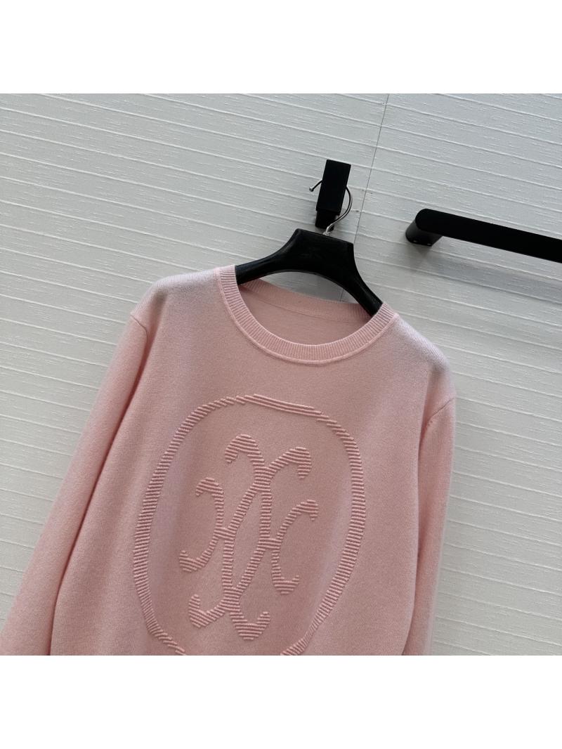 Hermès Sumptuous Cashmere Knit Pullover Sweater with Signature 3D Jacquard Logo in Pale Pink