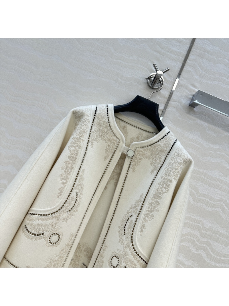 Hermès Limited Edition Off-White Cashmere-Blend Cropped Jacket with Exquisite Ajour Embroidery