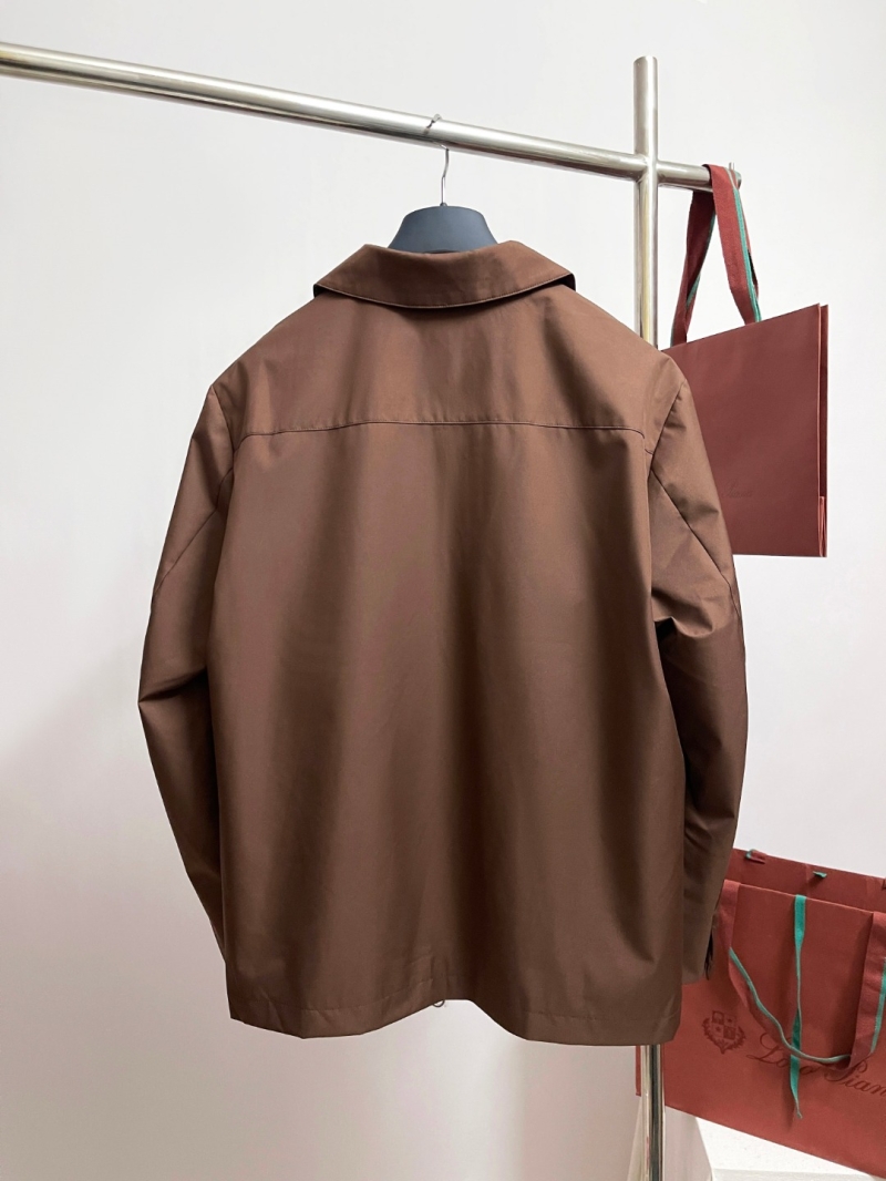 Loro Piana Exquisite Stand Collar Zip-Up Jacket in Mocha Brown - Featherlight, Tailored, Made in Italy