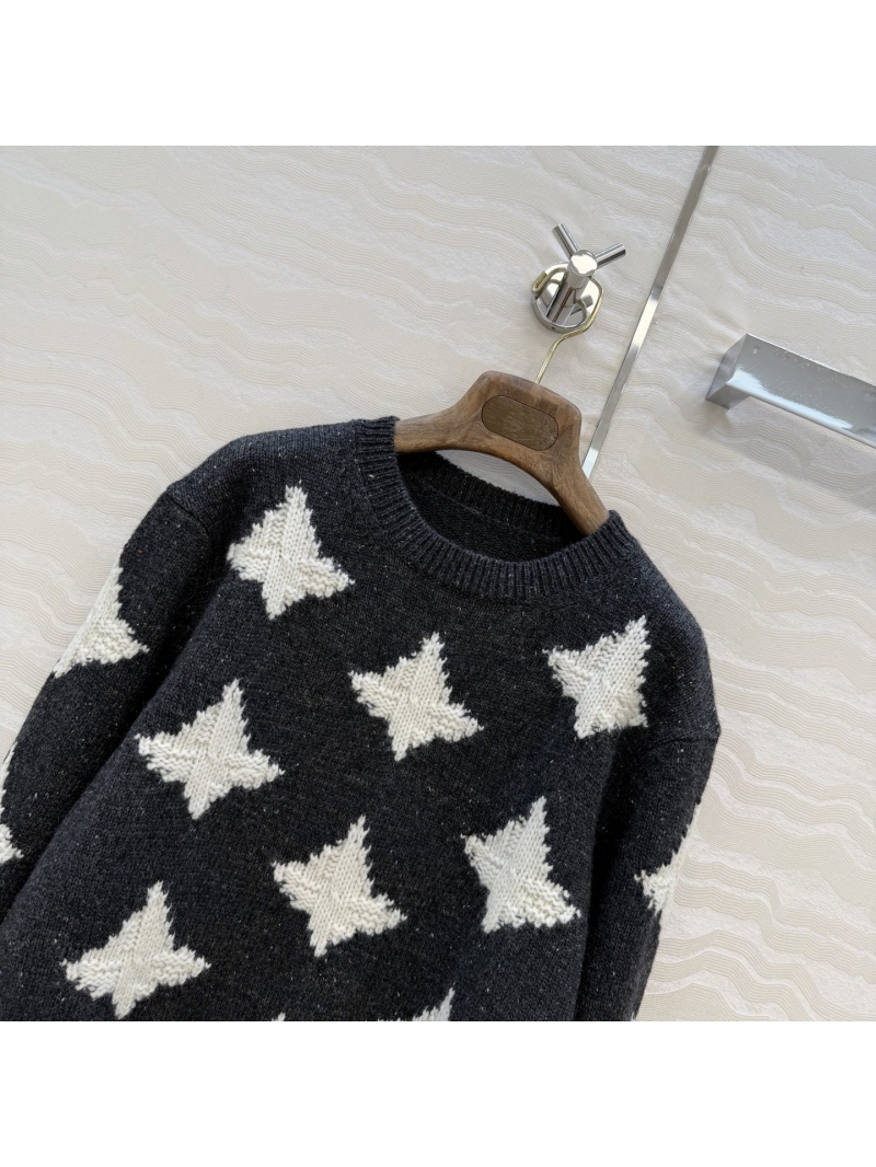 Loro Piana Cashmere-Wool Blend Star Jacquard Knit Sweater | Timeless Old Money Style