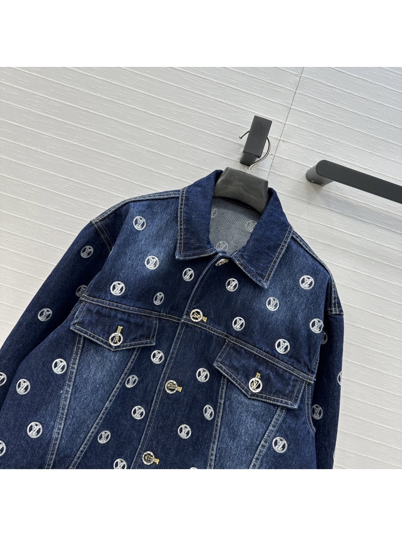 Louis Vuitton Ski Collection Monogram Embroidered Coin Motif Denim Jacket – Deep Indigo, Vintage Enzyme Wash, Tailored Fit