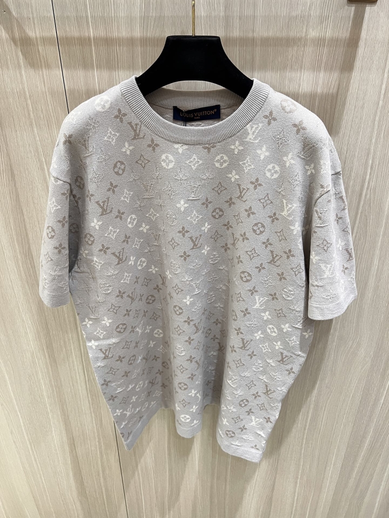 Louis Vuitton Pearl White Jacquard Knit Short-Sleeve T-Shirt – Oversized Fit, All-Over Monogram