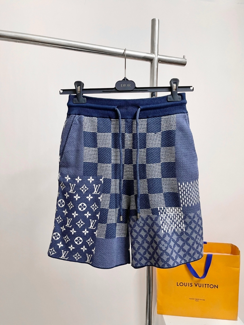 Louis Vuitton LV x Nigo Limited Edition Patchwork Cotton Shorts, Unisex, Navy Blue & White