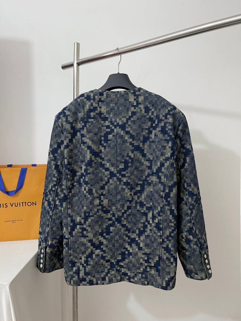Louis Vuitton Limited Edition Pixel Camo Denim Jacket for Men - Digital Pixelated Camouflage Print, Relaxed Boxy Fit, Four-Button Closure