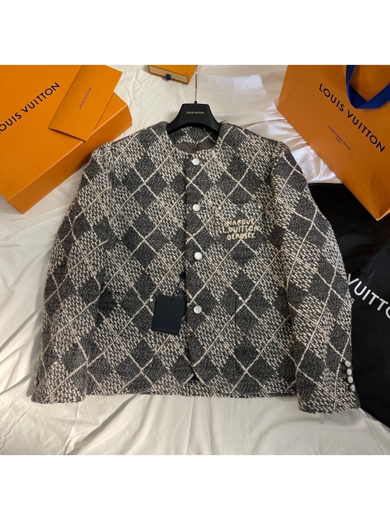 Louis Vuitton Limited Edition Tweed Jacket with Geometric Pattern, Black and Off-White Tweed, Silver-Tone Hardware