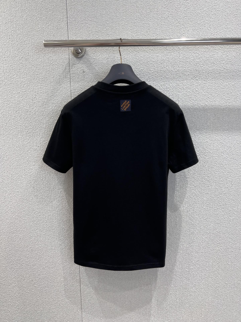 Louis Vuitton Unisex Beaded Embroidery T-Shirt - Exquisite Black Cotton Crewneck