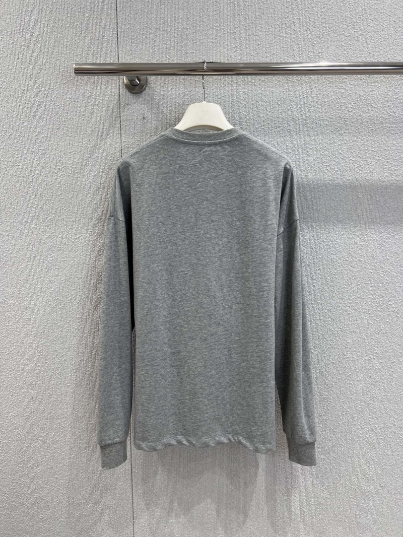 Loewe Long-Sleeve Crewneck Sweatshirt - Heather Gray with Artistic Robot Bear Graphic, Relaxed Fit