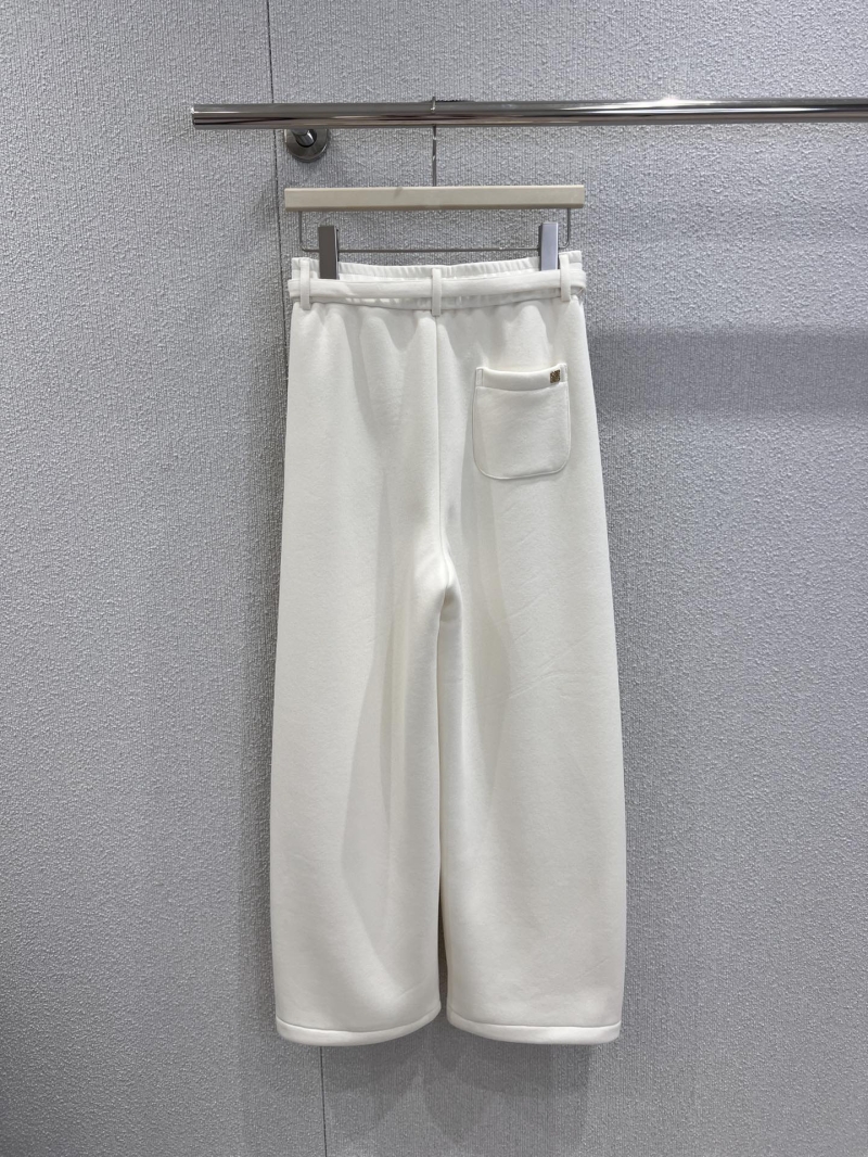 Loewe 25FW Wide-Leg Fleece-Lined Sweatpants in Cream