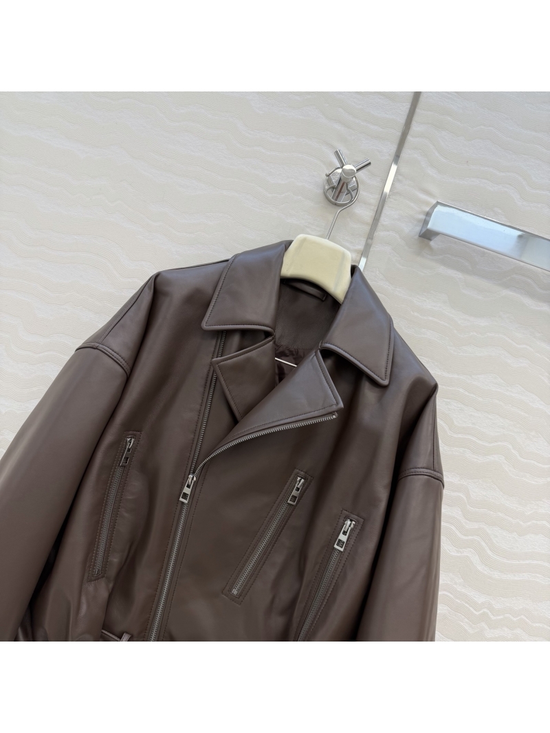 Loewe Sumptuous Lambskin Down Biker Jacket | Oversized Fit & Custom 3D Tailoring (Brown)