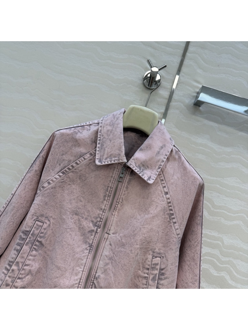 Loewe Exquisite Mousse Pink Imported Denim Jacket - Elevated Distressed Wash Balloon Fit