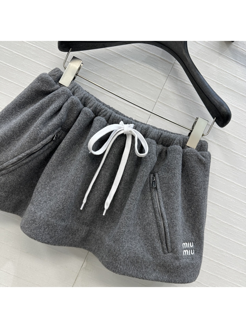 Miu Miu Grey Plush Space Velvet Fleece Bubble Mini Skirt