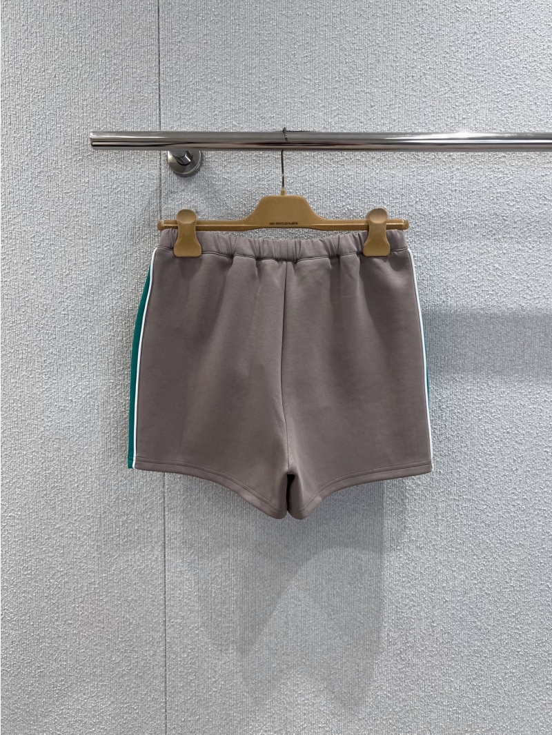 Miu Miu Contrast-Panel Sweatshorts | Elevated Taupe & Emerald Green Jersey | Timeless Athleisure