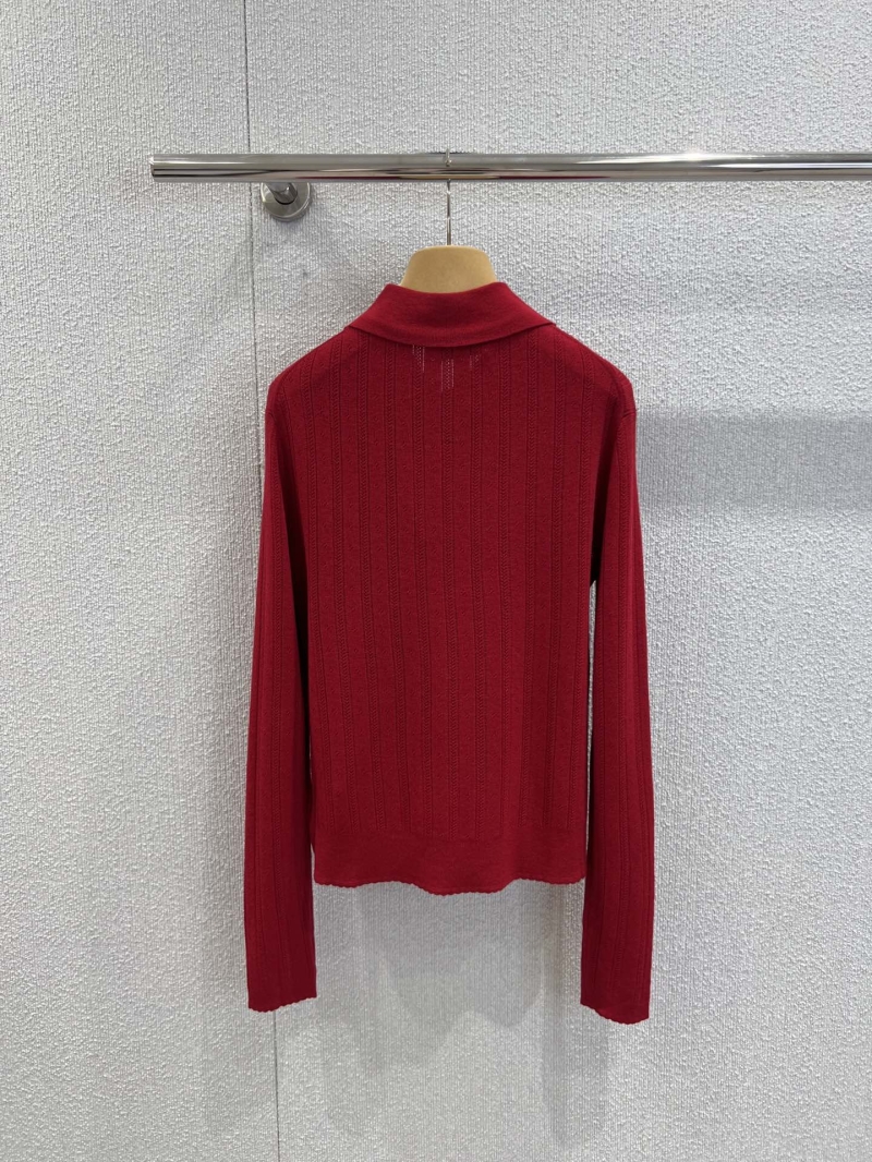 Miu Miu Scarlet Ribbed Knit Polo Sweater | Elevated Collegiate Style | Timeless Luxury