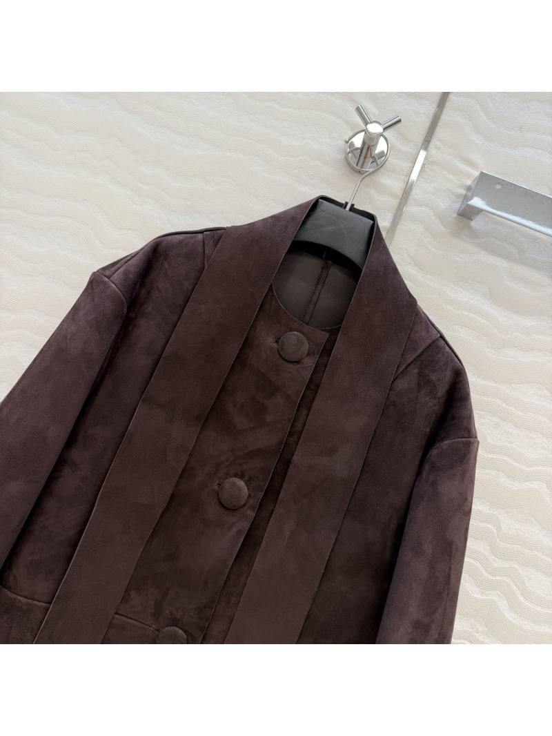 Prada Exclusive Custom Suede Leather Jacket in Cocoa Brown – Artisan Handcrafted Luxury Outerwear