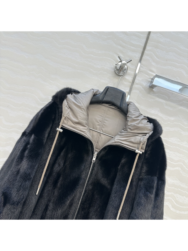 Yves Saint Laurent Reversible Hooded Mink Fur Coat – Vintage-Inspired Luxury Outerwear