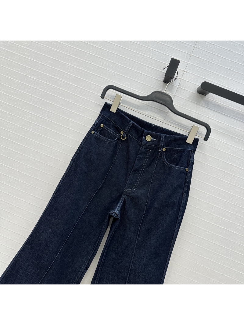 Zimmermann Deep Blue High-Waisted Flared Wide-Leg Denim Jeans | Imported Stretch Denim | Tailored Fit | Spring Collection