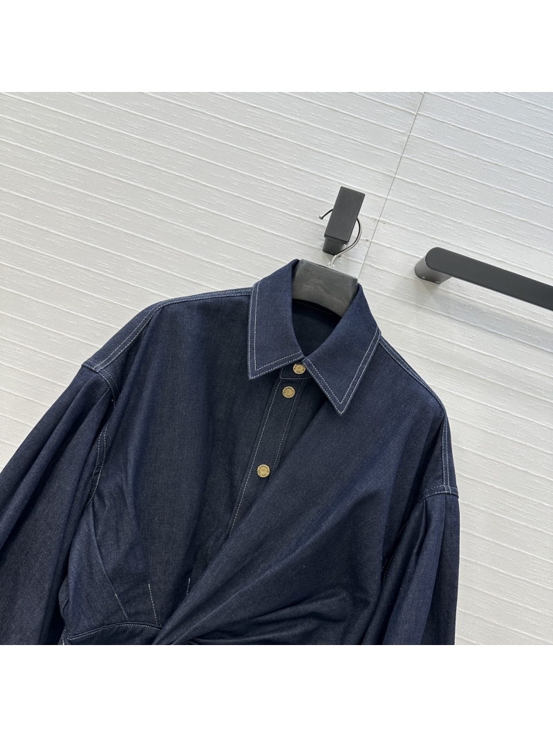 Zimmermann Deep Indigo Denim Wrap-Front Shirt | Cropped Silhouette & Puffed Lantern Sleeves