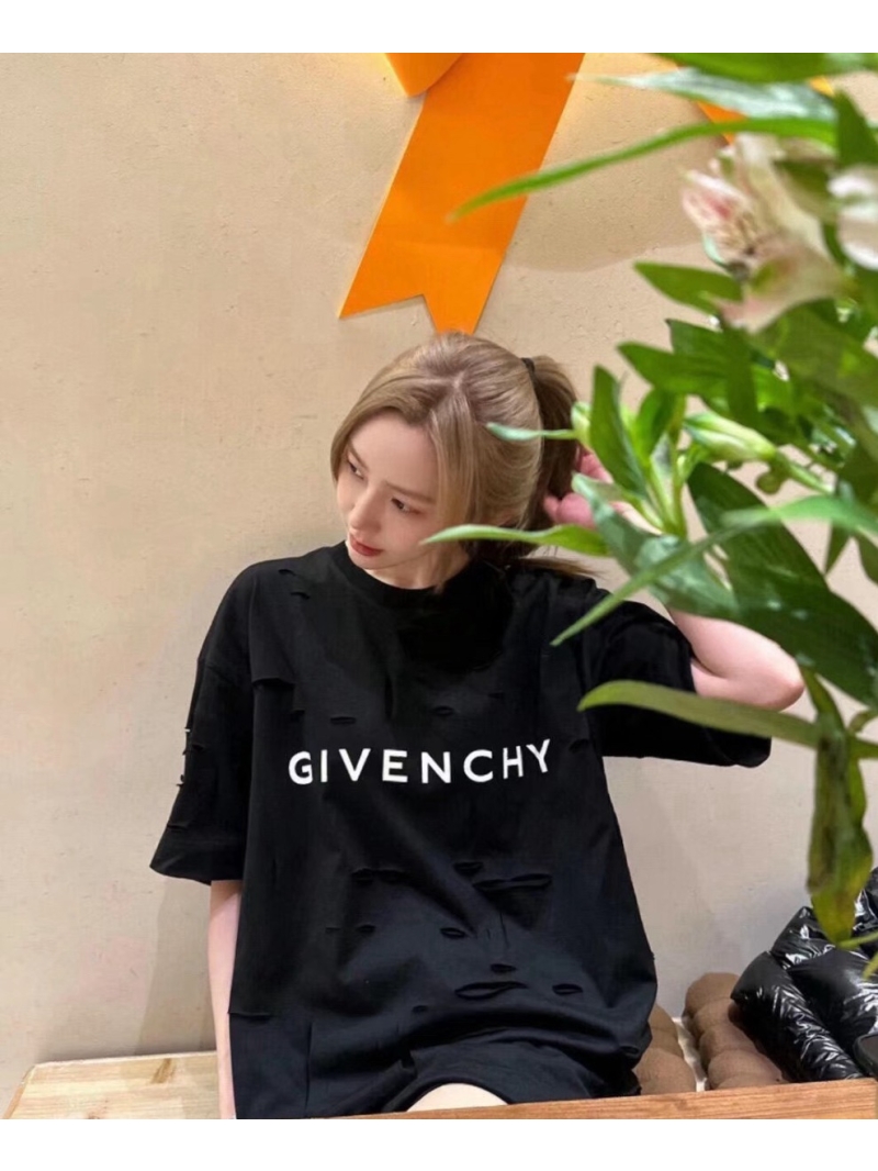 Givenchy Unisex Distressed Double-Layer Short-Sleeve T-Shirt