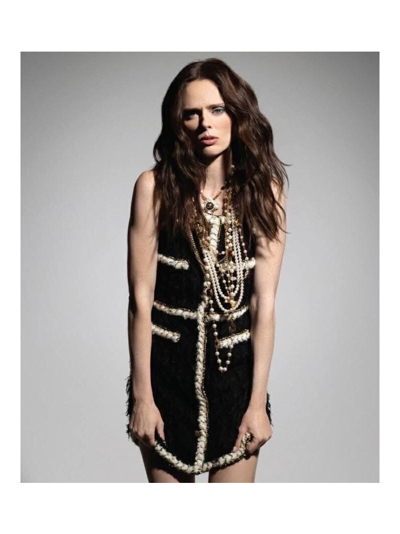 Chanel 25K Tweed Sleeveless Dress Black Gold Trim