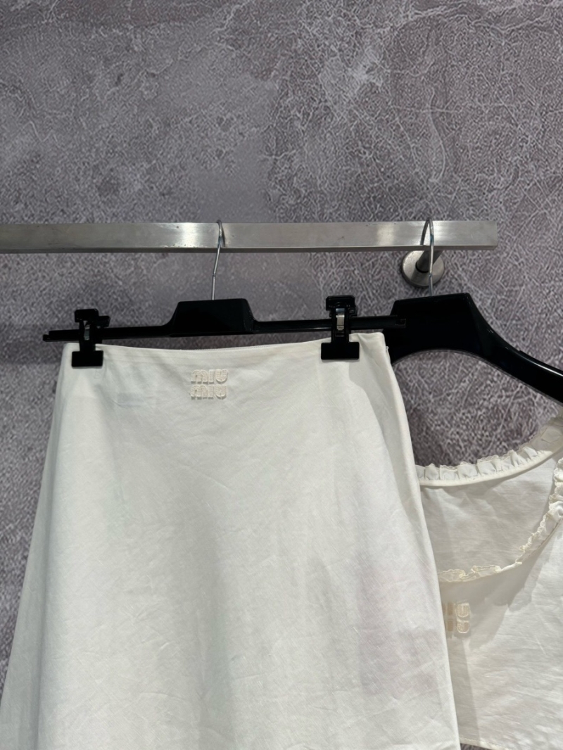 Miu Miu Embroidered Lace Trim Midi Skirt