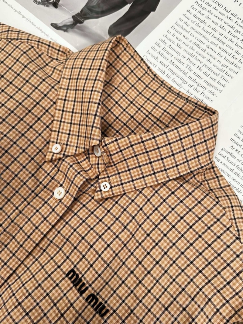 Miu Miu 24 Early Autumn New Fashionable Pleated Dress Vintage Plaid