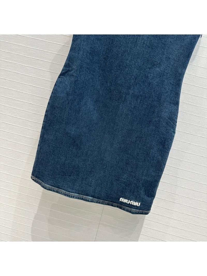 Miu Miu NEW 2024 Vintage Blue Soft Denim Tank Dress