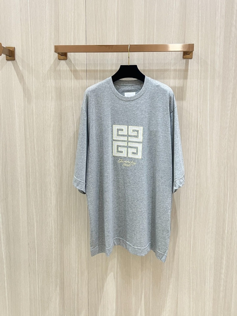 Givenchy 4G Mesh Embroidery Short Sleeve T-Shirt. Grey