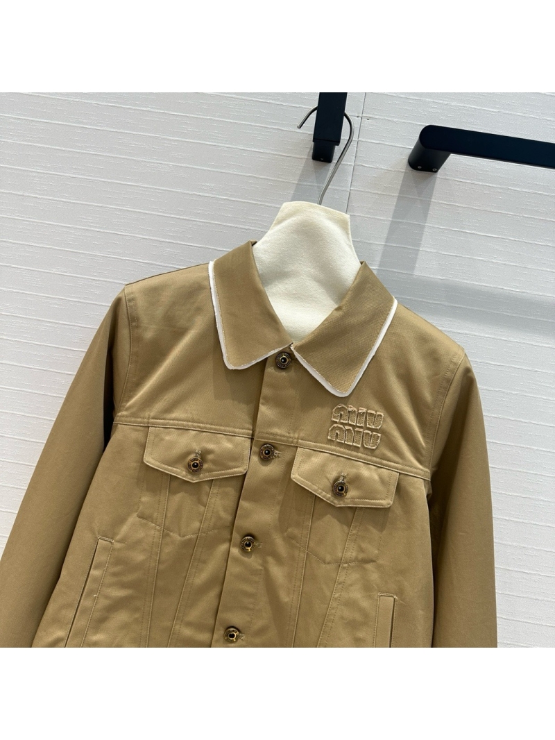 Miu Miu 24 Early Autumn Khaki Contrast Collar Jacket