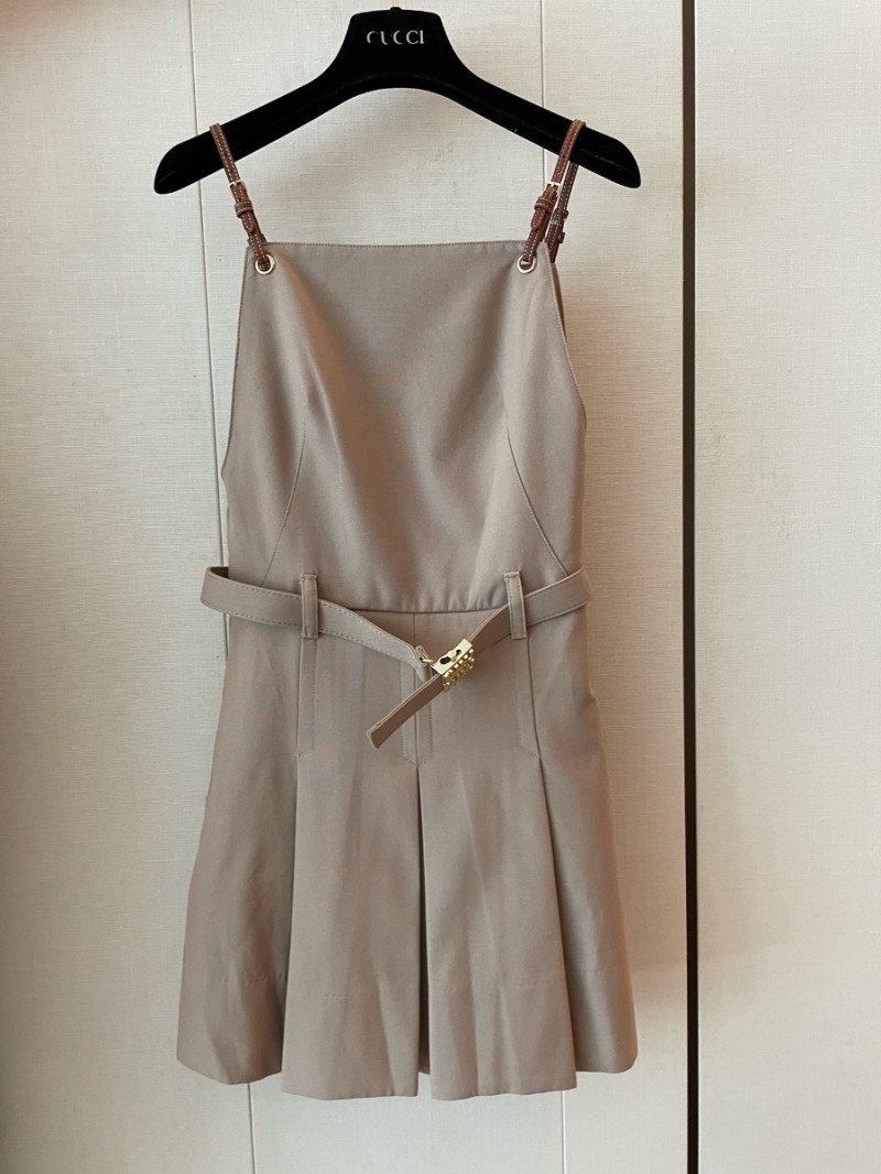 Miu Miu Chic Leather Strap Pinafore Dress