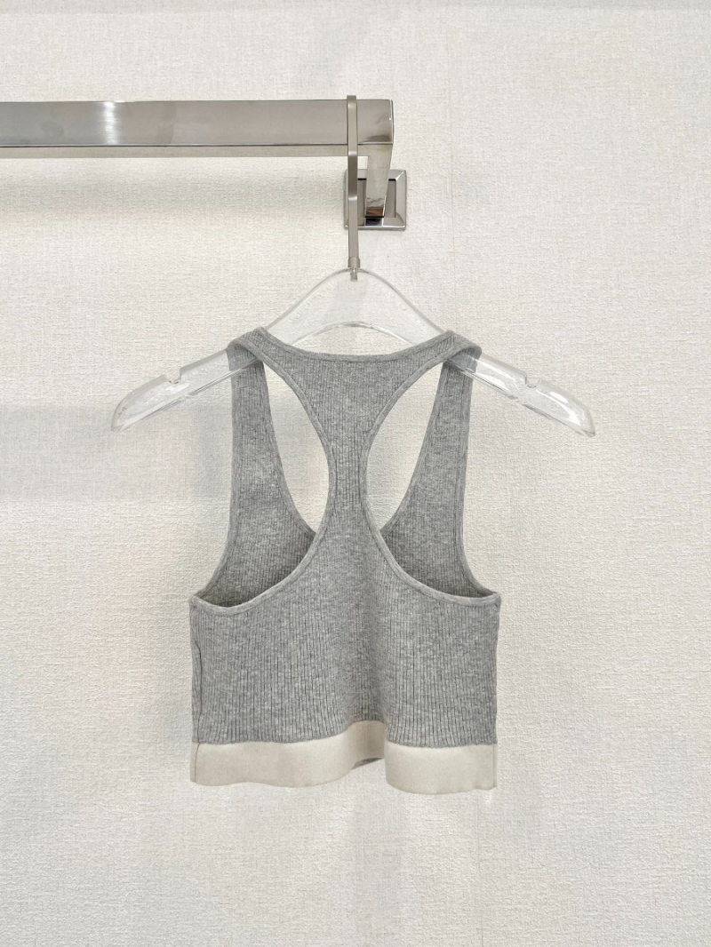 Miu Miu Core Collection Slim-Fit Crop Top Sport Tank in Heather Grey