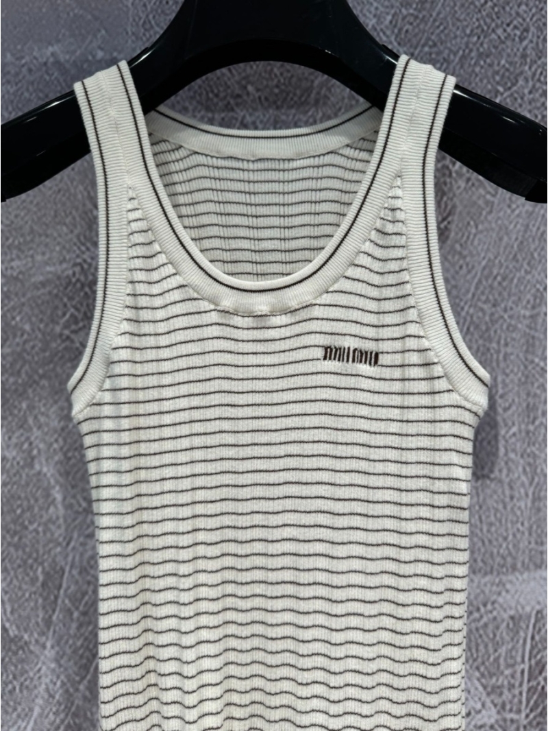 Miu Miu Minimalist Striped Knit Tank Top