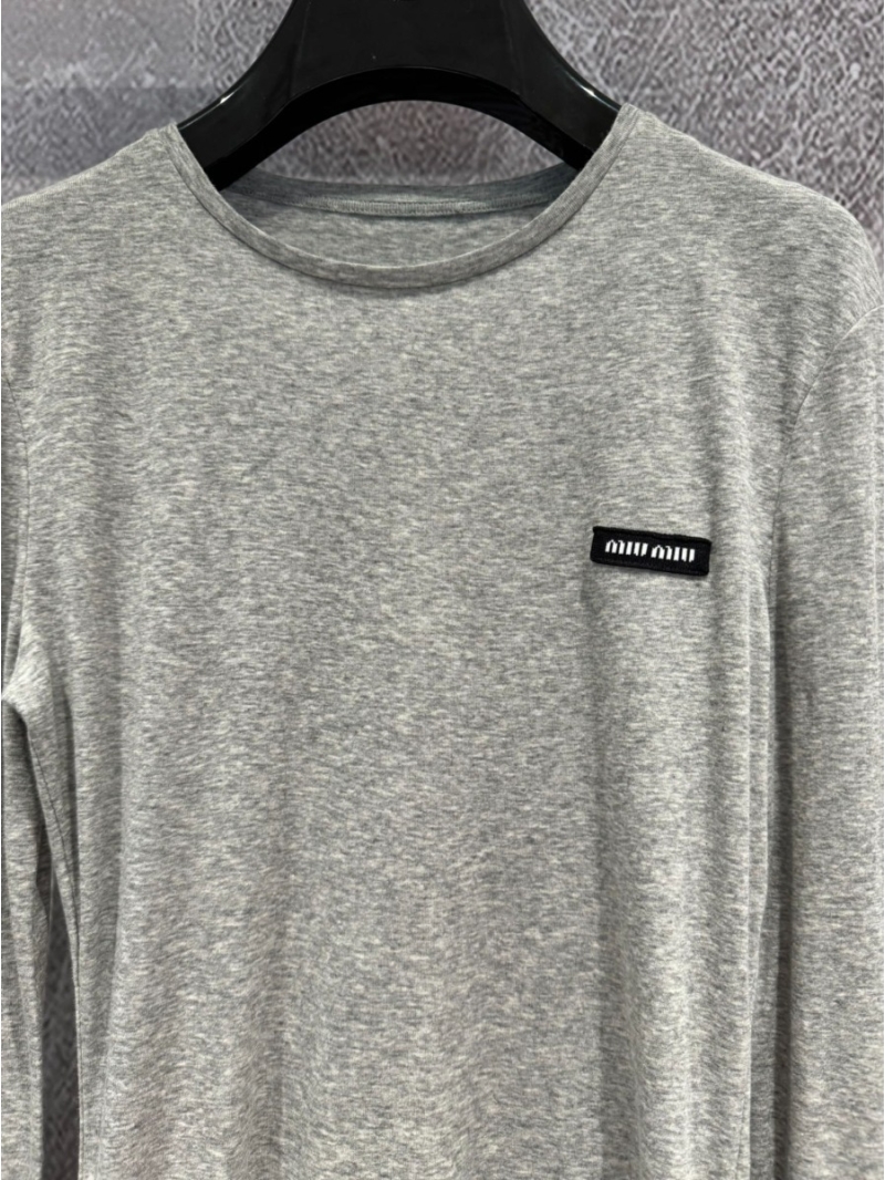 Miu Miu Heather Grey Long Sleeve T-Shirt