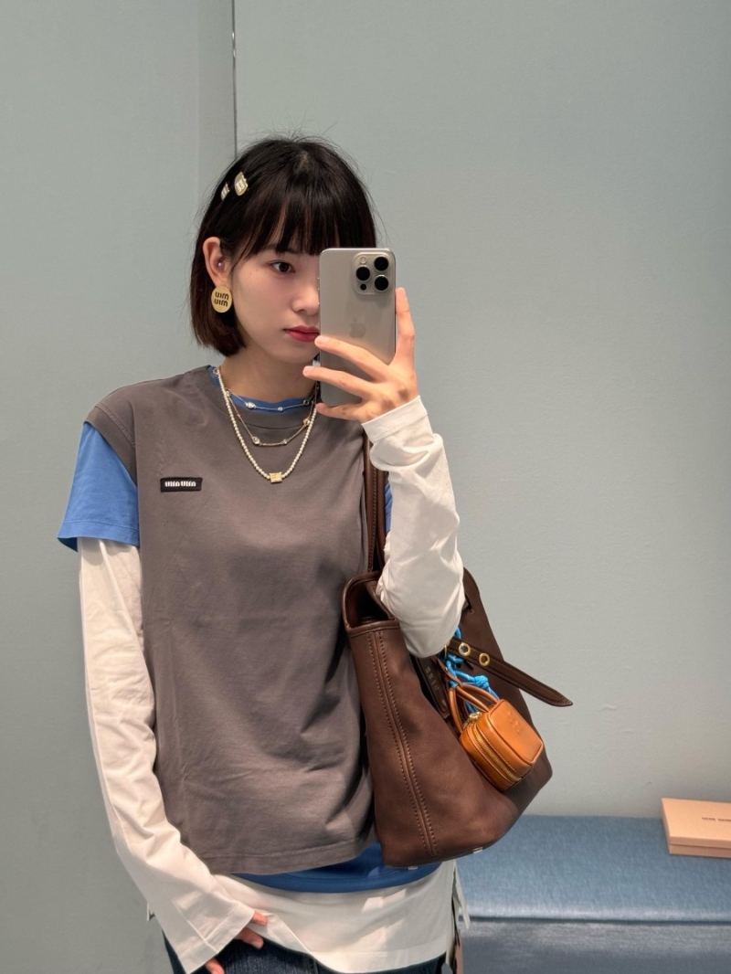 Miu Miu 24Fall/Winter Intellectual Style Long Sleeve T-Shirt Set