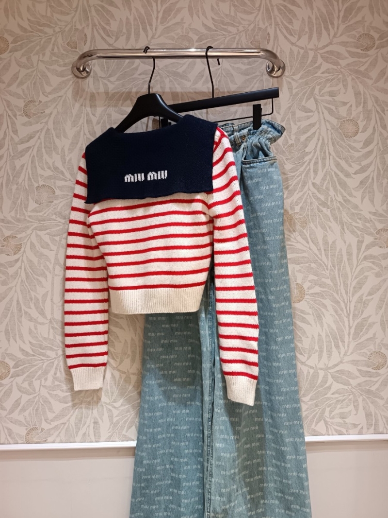 Miu Miu Nautical Collar Cashmere Knit Cardigan